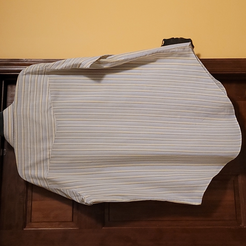 Eli Cattleman 2XL tall men's western stripe shirt; blue, yellow and white - Picture 5 of 11